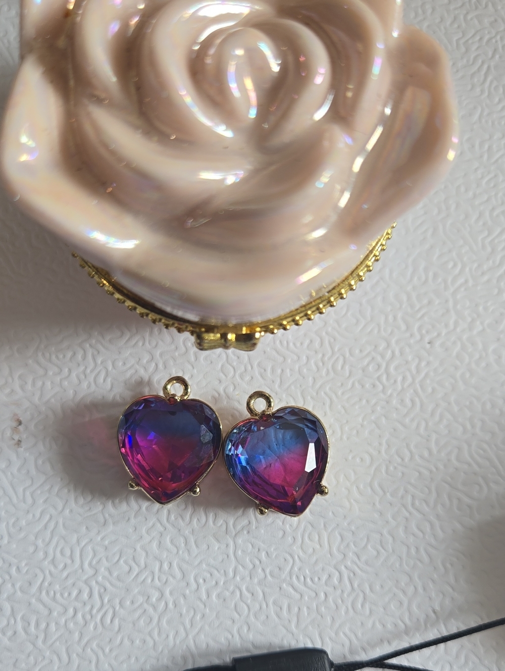 2pc Unbranded Heart Crystal Pendant - Pink & Blue Ombre